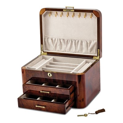 Elm Burl Wood 2-Drawer Locking Jewelry Box – view 3