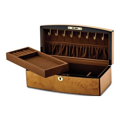Locking Wood Jewelry Box with Burlwood Veneer – view 5