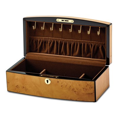 Locking Wood Jewelry Box with Burlwood Veneer – view 6