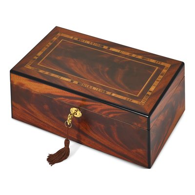 Tiger Wood Veneer Locking Jewelry Box