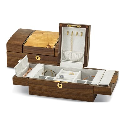 Mapa & Walnut Burl Wooden Jewelry Box with Lock – view 4