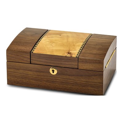 Mapa & Walnut Burl Wooden Jewelry Box with Lock