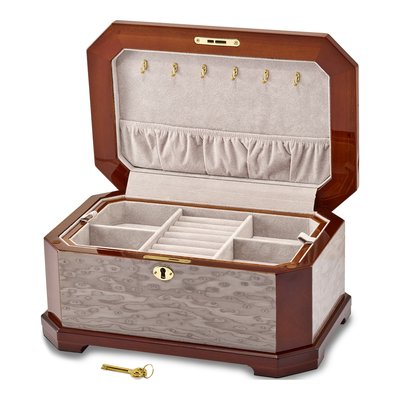 High-Gloss Burl Wood Locking Jewelry Box – view 2