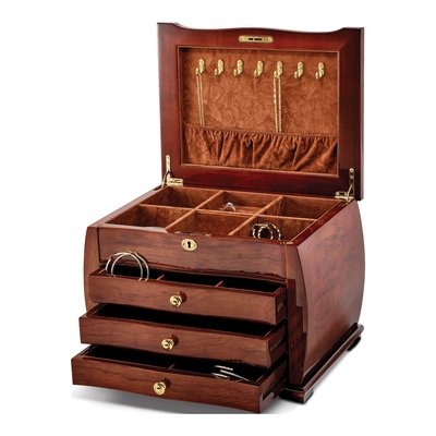 Bubinga Veneer 3-Drawer Locking Jewelry Chest – view 3