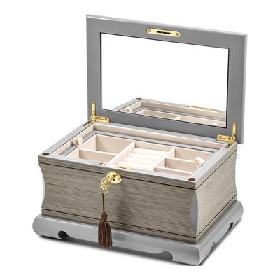 Grey Wood Locking Jewelry Box – view 2