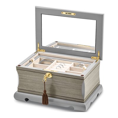 Grey Wood Locking Jewelry Box – view 3