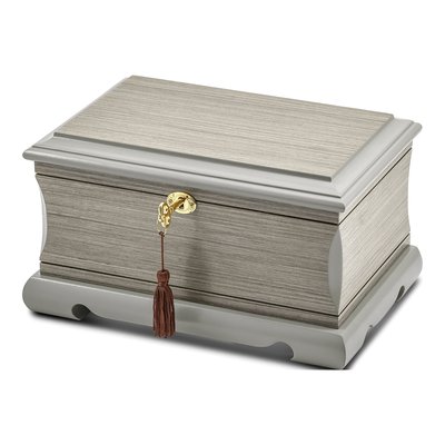 Grey Wood Locking Jewelry Box