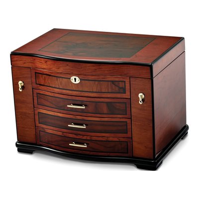 Poplar 3-Drawer Swing-Out Jewelry Chest, Locking