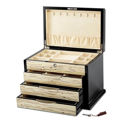 Black Oak 3-Drawer Locking Wooden Jewelry Chest – view 2