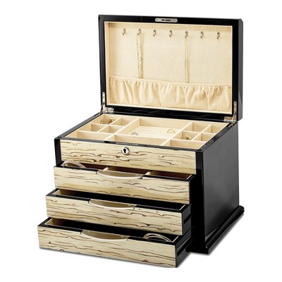 Black Oak 3-Drawer Locking Wooden Jewelry Chest – view 3