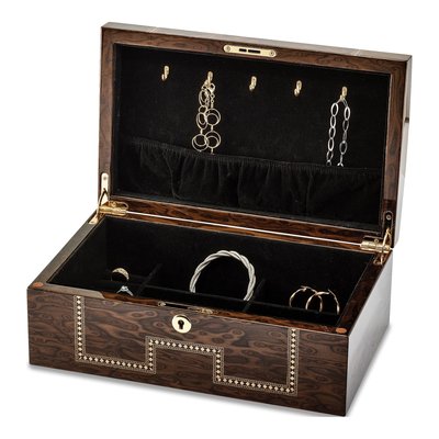 Tiger Eye Veneer Locking Wooden Jewelry Chest – view 3