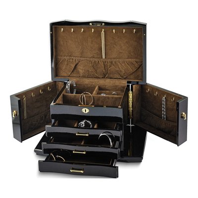 Walnut Burl 3-Drawer Locking Wooden Jewelry Box – view 3