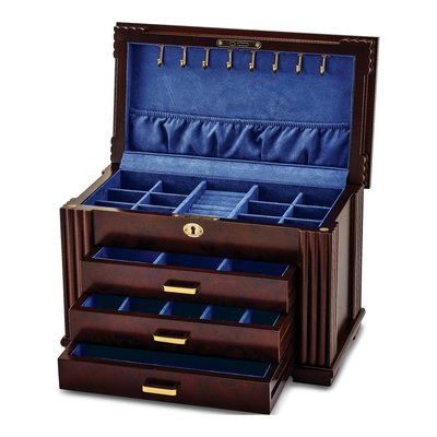 Rosewood Burl 3-Drawer Locking Jewelry Box – view 2