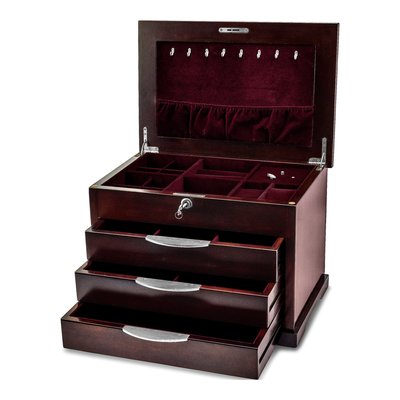 Ebony Veneer 3-Drawer Musical Locking Jewelry Box – view 2