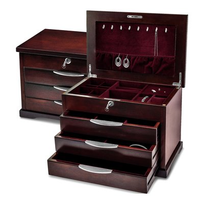 Ebony Veneer 3-Drawer Musical Locking Jewelry Box – view 4