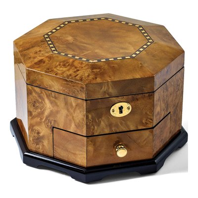 Rustic Burlwood Octagonal Locking Jewelry Box – view 5