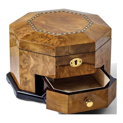 Rustic Burlwood Octagonal Locking Jewelry Box – view 6