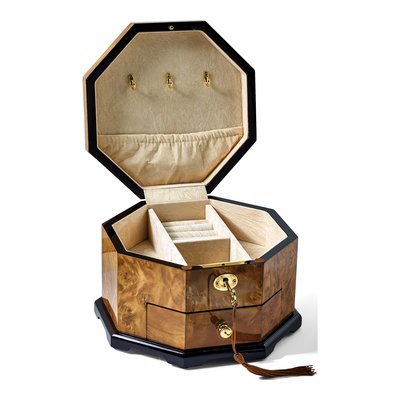 Rustic Burlwood Octagonal Locking Jewelry Box – view 7