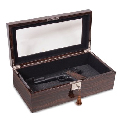 Ebony Wood Veneer Locking Jewelry & Watch Display Box – view 2
