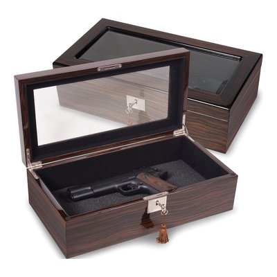 Ebony Wood Veneer Locking Jewelry & Watch Display Box – view 3