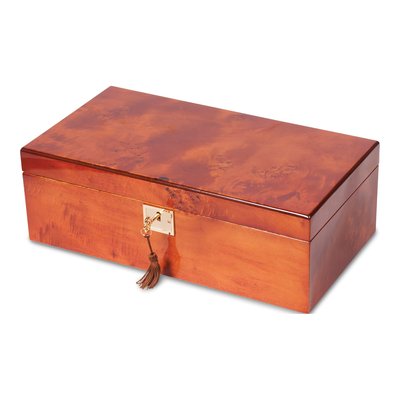 Burlwood Veneer Locking Jewelry & Watch Box
