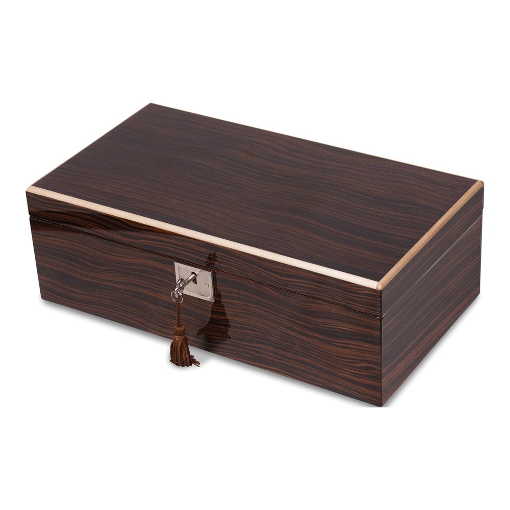 Ebony Veneer Locking Jewelry & Watch Box