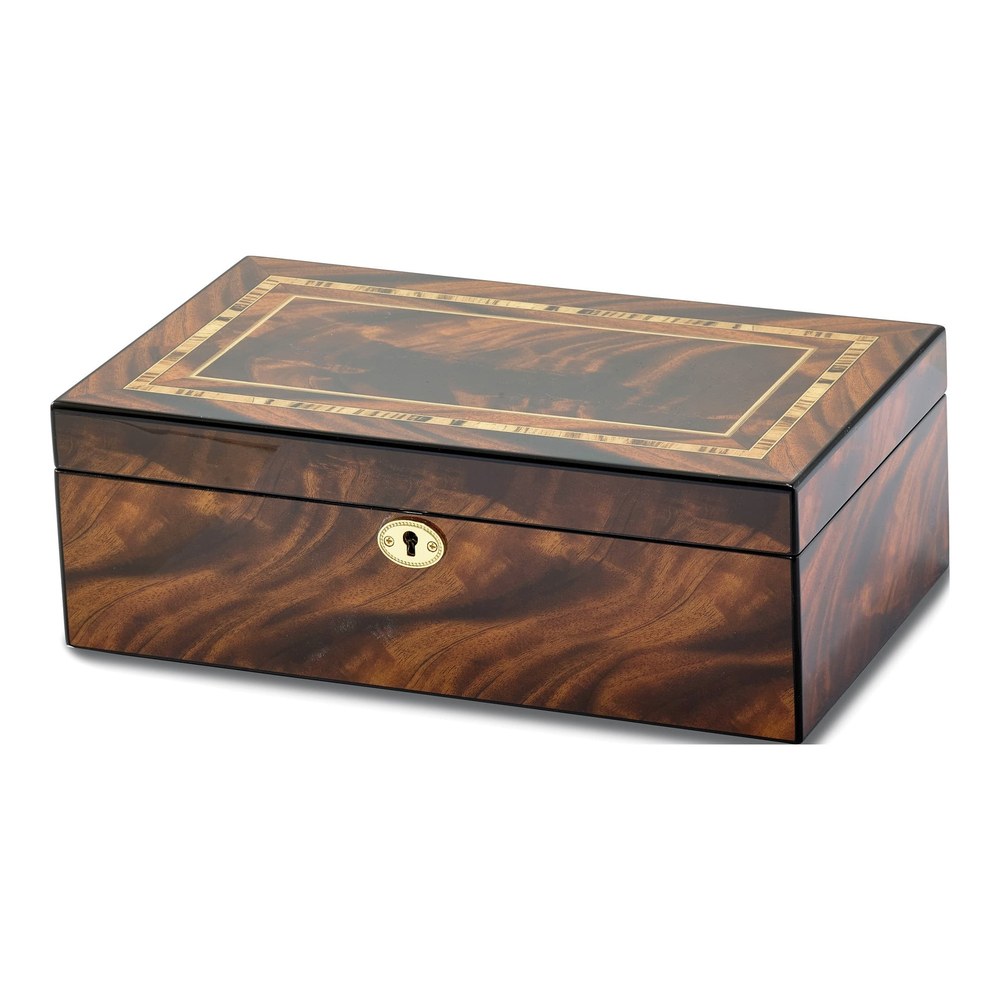 Tiger Wood Veneer Locking Collector Box