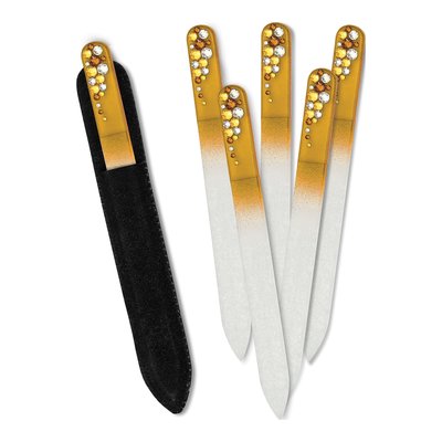 Set of 12 Orange Crystal Glass Nail Files – view 4