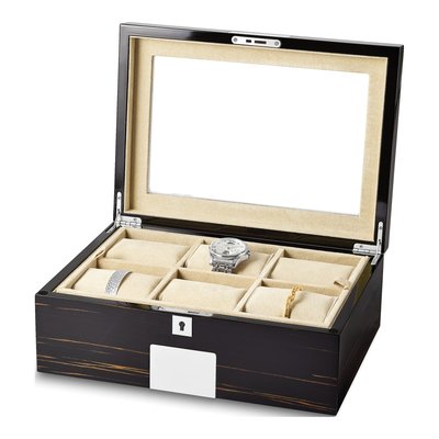 Ebony Wood 6-Watch Jewelry Box with Lock – view 3