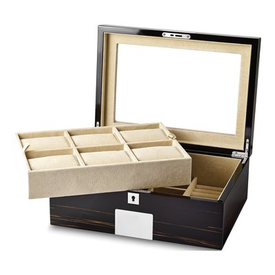 Ebony Wood 6-Watch Jewelry Box with Lock – view 6