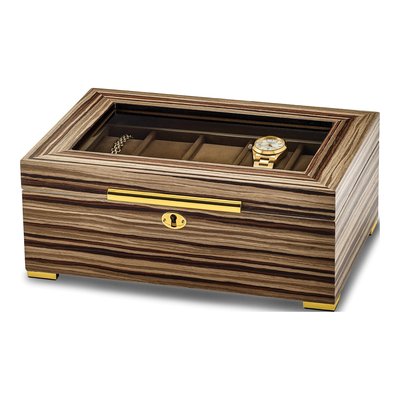 Wooden 10-Watch & Jewelry Box with Glass Lid – view 2