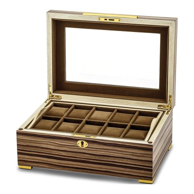 Wooden 10-Watch & Jewelry Box with Glass Lid – view 4