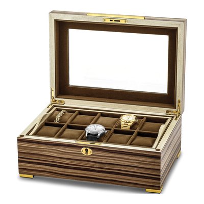 Wooden 10-Watch & Jewelry Box with Glass Lid – view 6