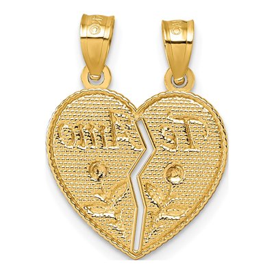 14K Two-Tone Gold Break-Apart Heart Pendant – view 4