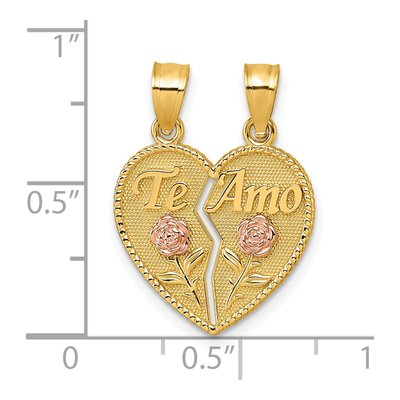 14K Two-Tone Gold Break-Apart Heart Pendant – view 5