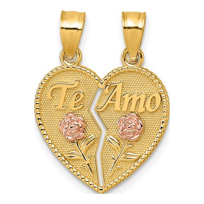 14K Two-Tone Gold Break-Apart Heart Pendant