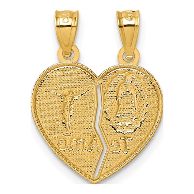 14K Yellow Gold Guadalupe Crucifix Break-Apart Heart Pendant – view 4