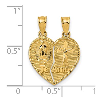 14K Yellow Gold Guadalupe Crucifix Break-Apart Heart Pendant – view 5