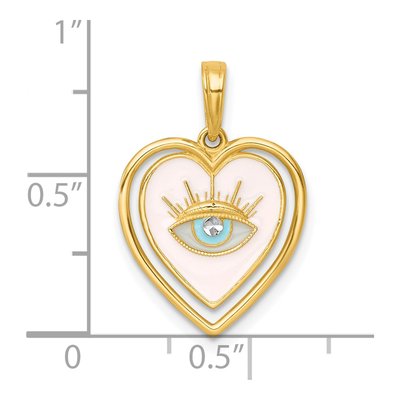 14K Yellow Gold Enamel Eye Heart Pendant – view 5