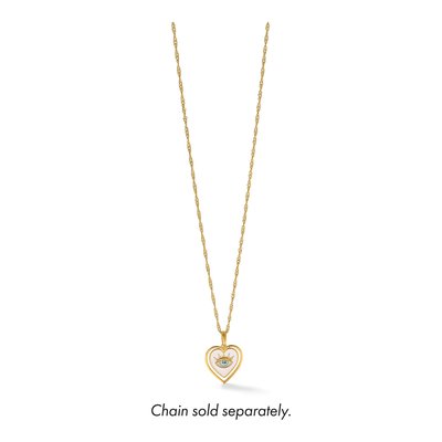 14K Yellow Gold Enamel Eye Heart Pendant – view 6