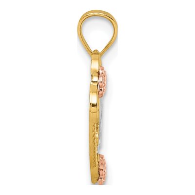 14K Two-Tone Gold LOVE Heart Bird Pendant – view 3