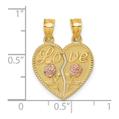 14K Two-Tone Gold Break-Apart Heart LOVE Pendant – view 5