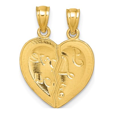 14K Yellow Gold I LOVE YOU Break-Apart Heart Pendant – view 4