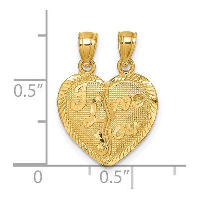 14K Yellow Gold I LOVE YOU Break-Apart Heart Pendant – view 5