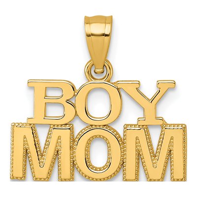 14K Yellow Gold BOY MOM Pendant