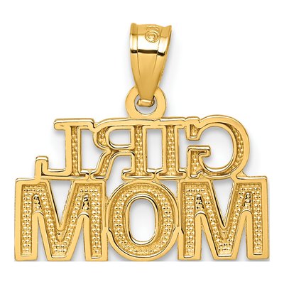 14K Yellow Gold GIRL MOM Pendant – view 4