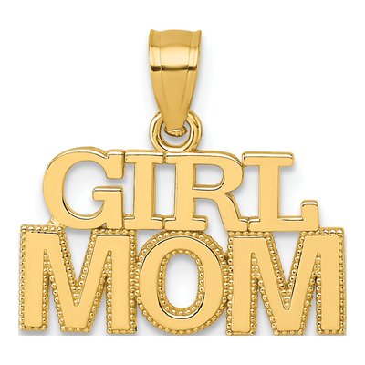 14K Yellow Gold GIRL MOM Pendant