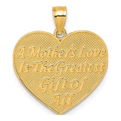 14K Yellow Gold Heart Mother's Love Pendant