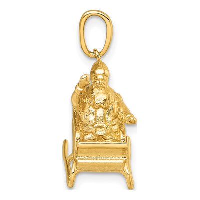 14K Yellow Gold 3-D Waving Santa Sleigh Charm – view 3