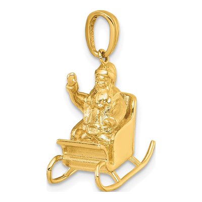14K Yellow Gold 3-D Waving Santa Sleigh Charm – view 5